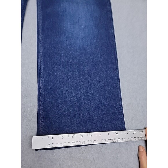 Old Navy Jeans Womens 8 Petite 25x28 Baggy Wide Leg Dark Blue Stretch High Rise - Picture 4 of 13